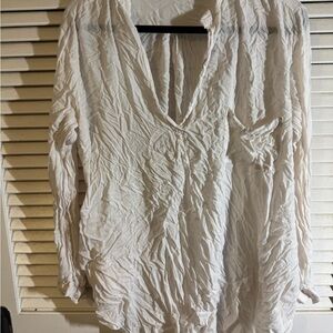 Indah White V-Neck Blouse